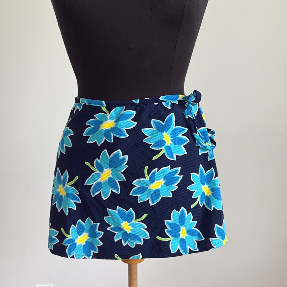 Vintage Jantzen floral swim coverup skirt tie small medium USA